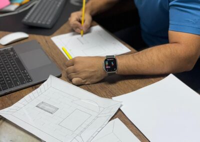 A man design the plan of the floors